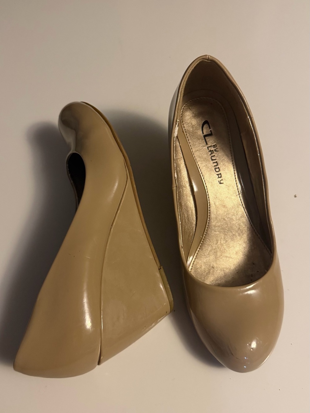 CL by Laundry Nima Nude Patent Wedge Pumps - Size 7